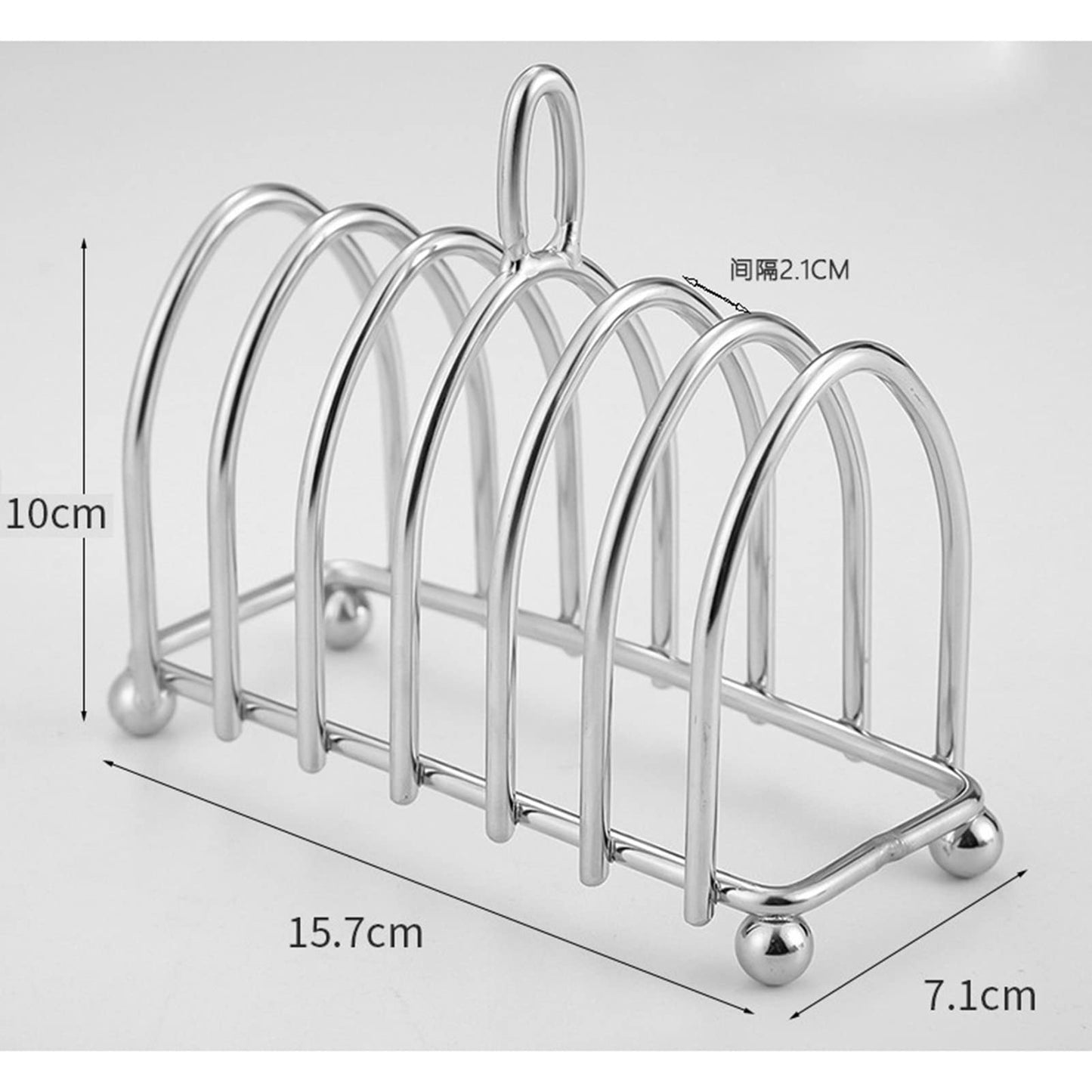 Tomotato Toast Rack Holder, 6 Slice Stainless Steel Bread Holder with Ergonomic Loop Handle and Ball Feet, Vintage Breakfast Carry Stand for Kitchen, Breakfast, Bakery Buffet Restaurant Serving