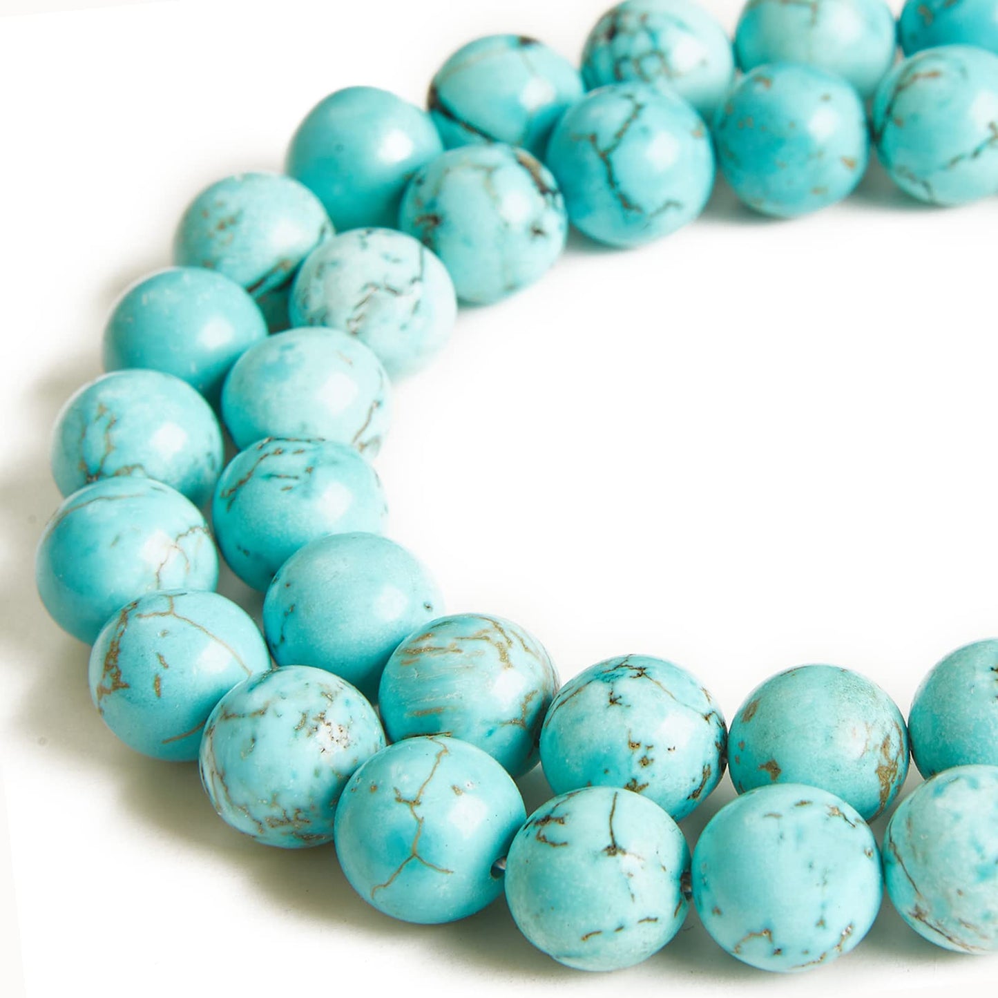 45pcs 8mm Natural Turquoise Beads Gemstone Beads Round Loose Beads for Jewelry Making