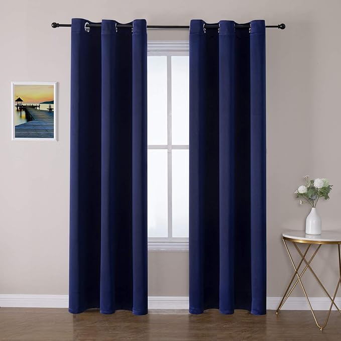 ChrisDowa Blackout Curtains 78 inches Long for Bedroom - 2 Panels Set Grommet Thermal Insulated Room Darkening Curtains for Living Room (Navy Blue, 42 x 78 Inch)
