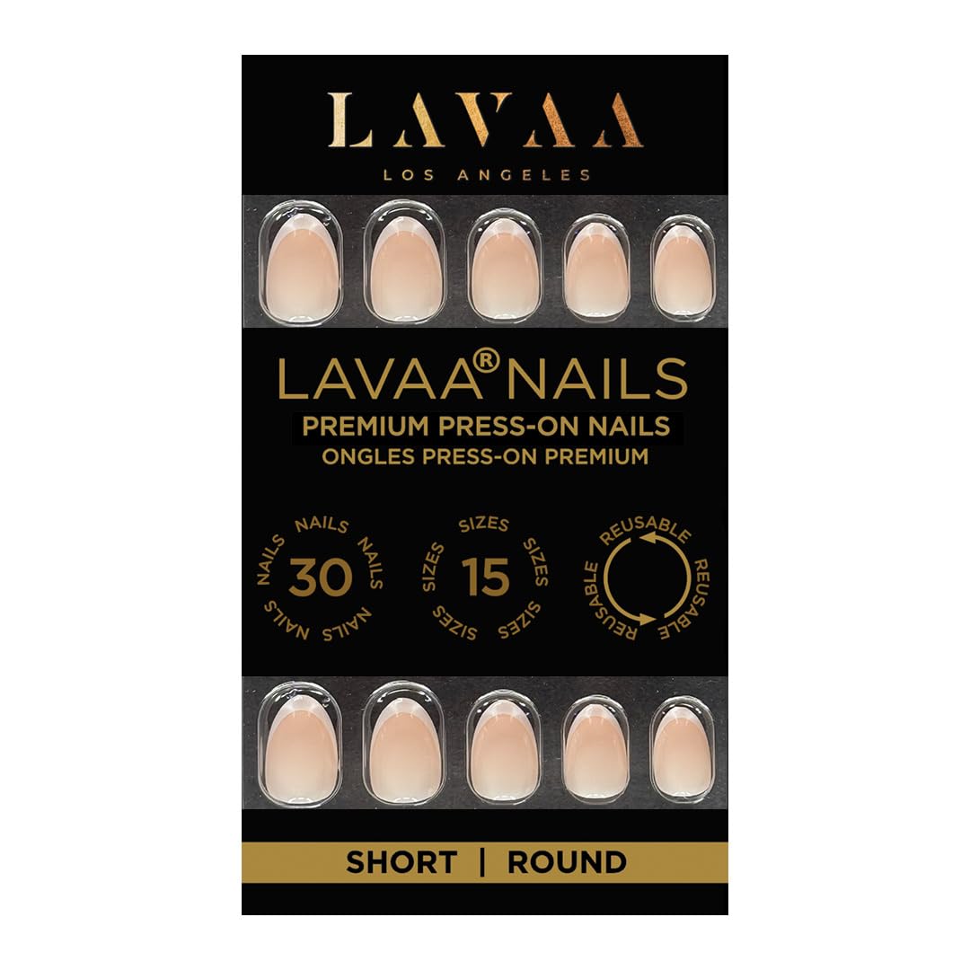 WELL ROUNDED Press-On Nails by Lavaa Beauty | Short Rounded | Short Round Oval French Tip Nails