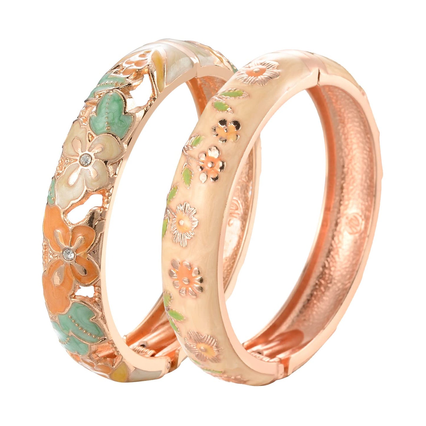 UJOY Colors Handcraft Jewelry Cloisonne Bracelet Enamel Hollowed Butterfly Spring Hinged Womens Bangles Gifts Box 88A09-55C36 Yellow