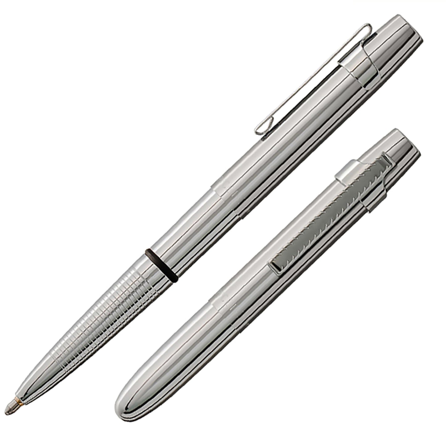 Fisher Space Pen Chrome X-Mark Flat Cap Bullet Pen, Pressurized Ballpoint Pen, Compact Size, Writes Upside Down, Extreme Temperatures, Black Ink, Medium Point, Pocket Clip, Gift Box, Made in the USA