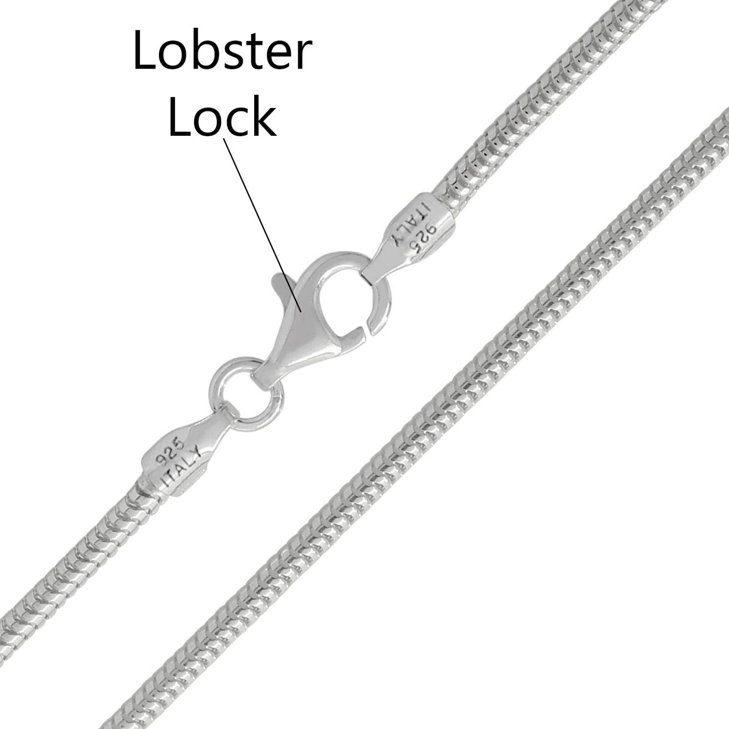 Savlano 925 Sterling Silver Solid Italian Round Diamond Cut Flexible Snake Chain Bracelet With Gift Box For Women & Men - Made in Italy (8, 2.5mm)