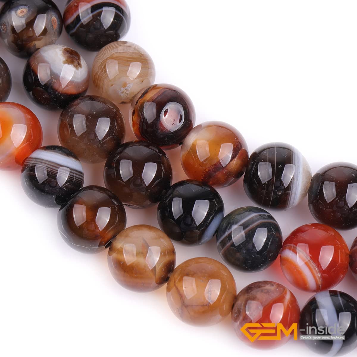 GEM-Inside Dream Lace Agate Gemstone Loose Beads Natural Energy Power Beads for Jewelry Making Round Smooth 8mm at 15"