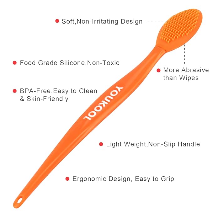 Lip Scrub Brush,Double-Sided Silicone Exfoliating Lip Brush Tool for Smoother and Fuller Lip Appearance,Orange,2pcs