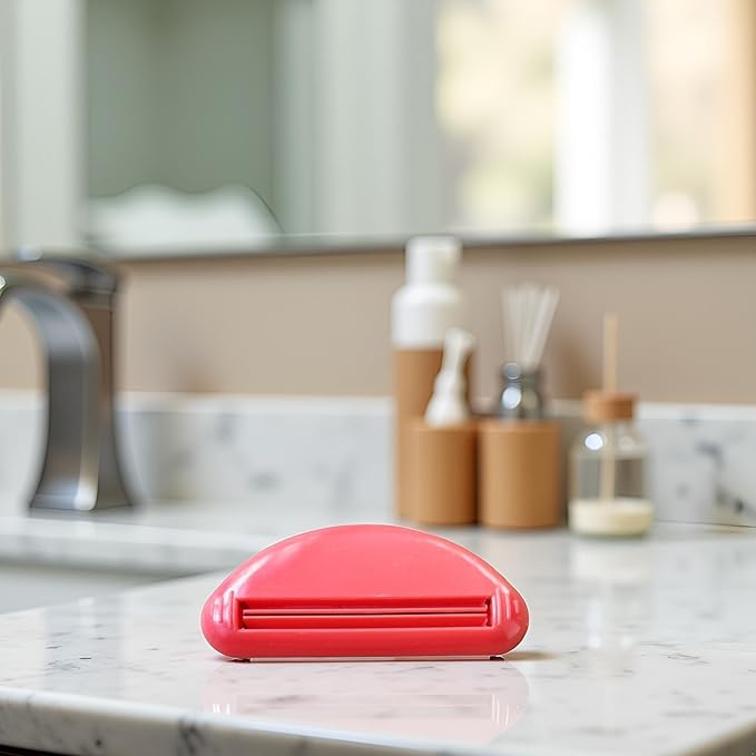 Toothpaste Tube Squeezer,Plastic Toothpaste Tube Squeezer Dispenser,Toothpaste Clips for Saving Toothpaste,Simple and Practical,Mobility and Daily Living Aids (Red)