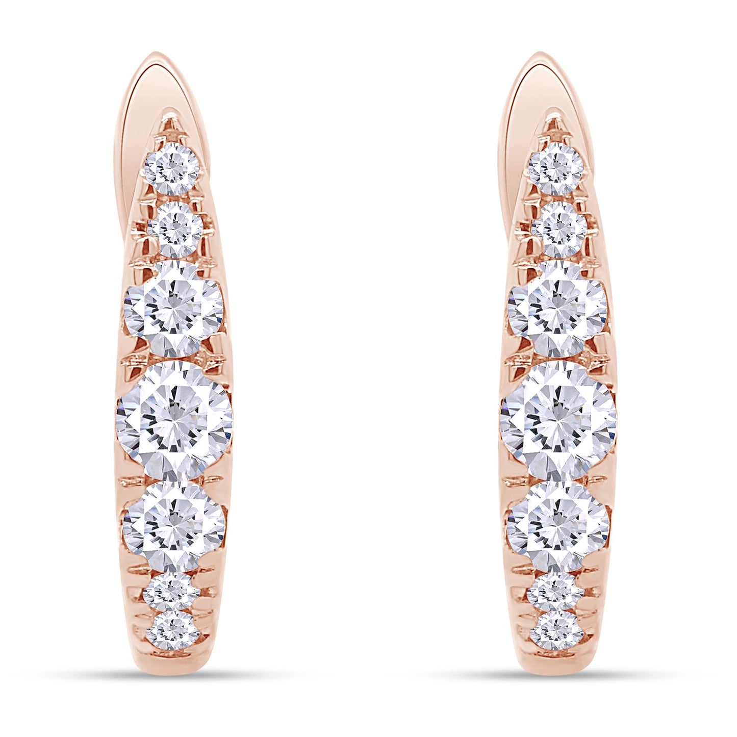Huggie Hoop Earrings for Women Round Lab Created Moissanite Earrings for Her in 14K Rose Gold Over Sterling Silver Jewelry