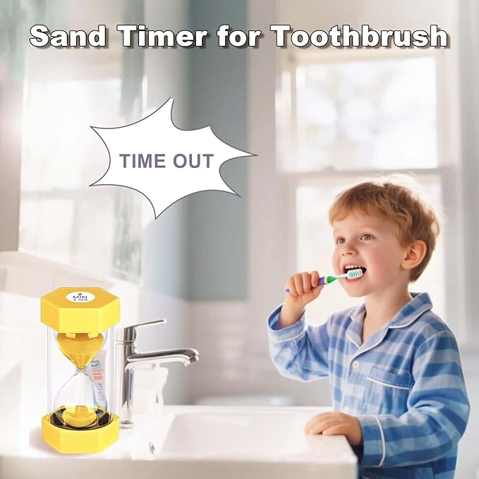 10 Minute Sand Timer Hourglass, Unbreakable 10 Min Hourglass Sand Watch, Reloj De Arena 10 Minutos, Colorful Plastic Hour Glass Sandglass for Classroom Games （Yellow
