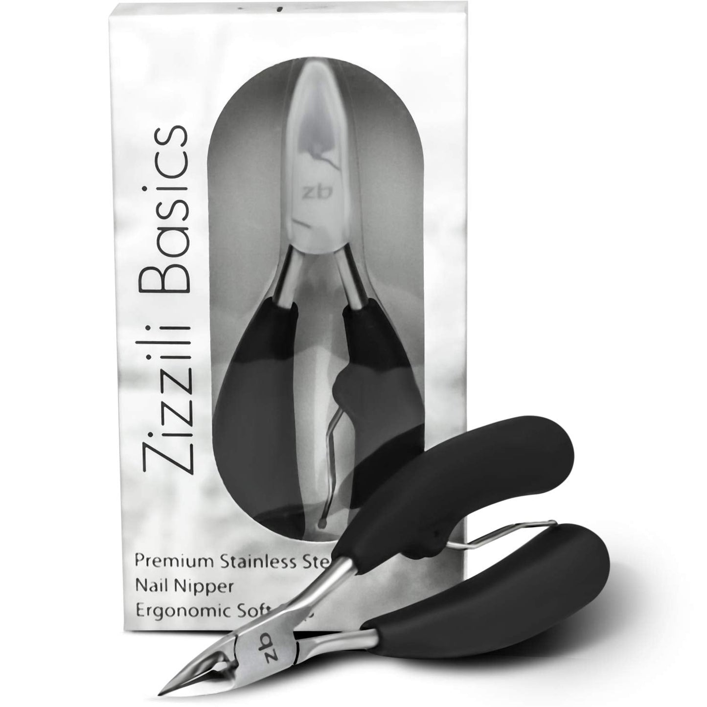 Zizzili Basics Toenail Clippers for Thick or Ingrown Nails – Large Easy-Grip Handle - Heavy Duty, Sharp Stainless Steel Nippers for Seniors & Home Pedicure Care