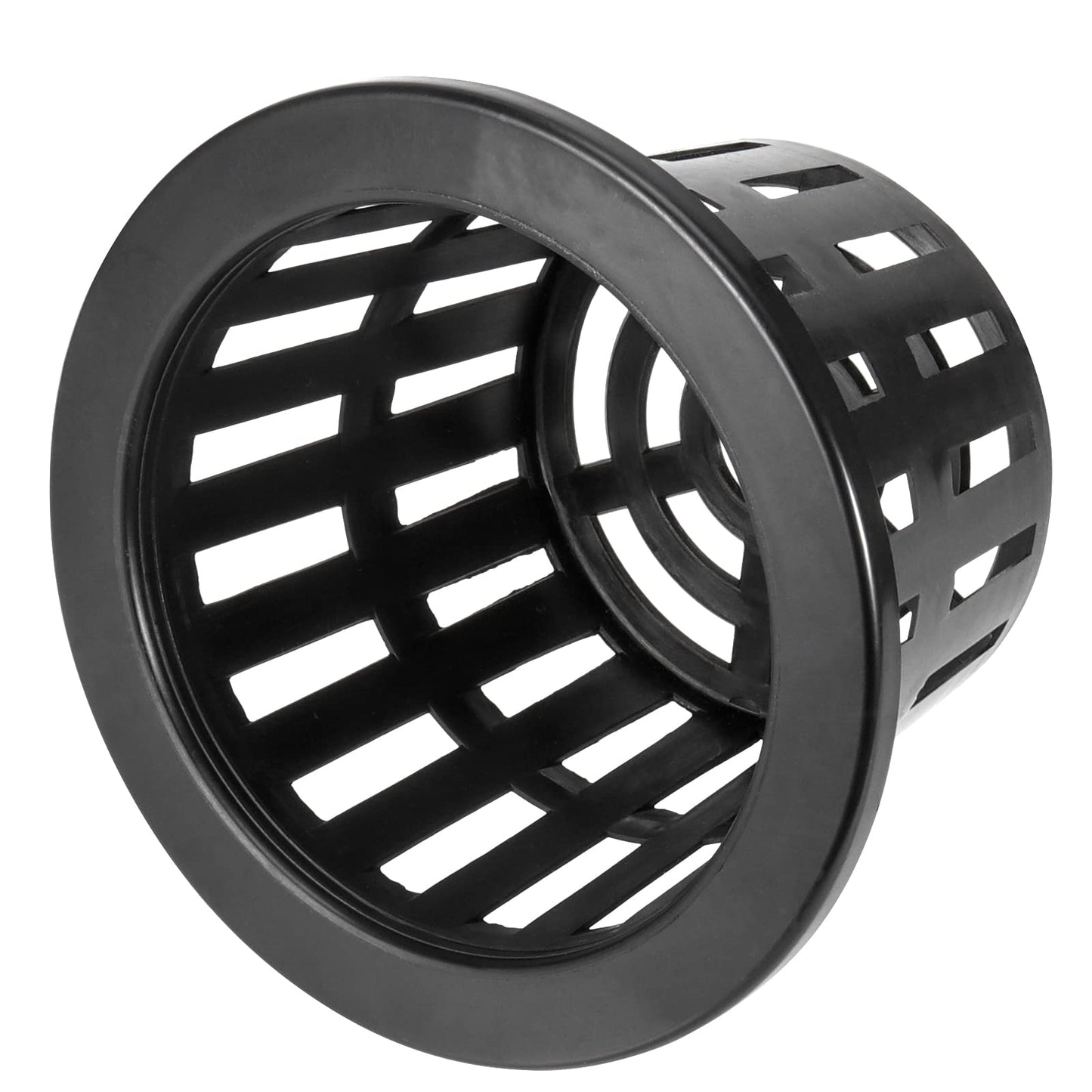 SEHOI 70 Pack 4 Inch Net Pot, Garden Slotted Mesh Net Cups with Wide Lip, Plastic Black Gutter Hydroponic Slotted Mesh Cup for Hydroponics Plant, Flower, Orchid