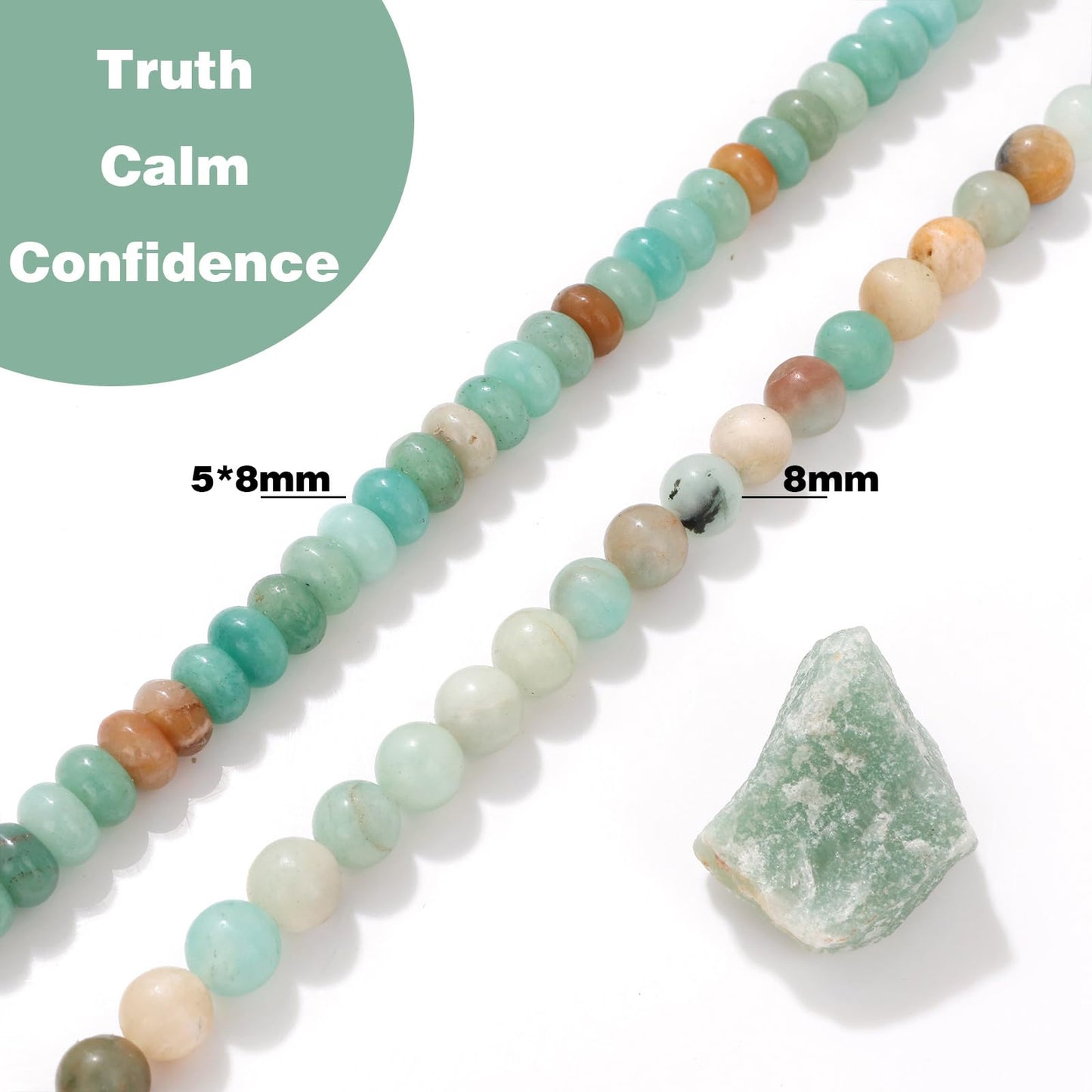 Raicegs 100pcs 8mm Amazonite Beads Natural Gemstone Beads Round Loose Beads for Jewelry Making DIY Bracelets Necklace