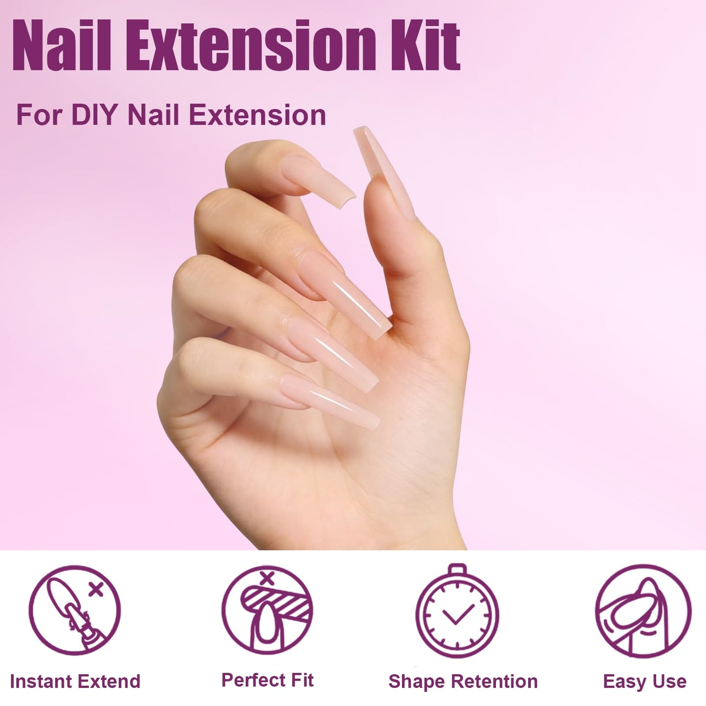 Vnjaoi 280 Pcs Original Sandwich Nails Dual Form with Guide Lines Long Square Nail Mold for Builder Gel Nail Extensions Art Design Salon DIY at Home