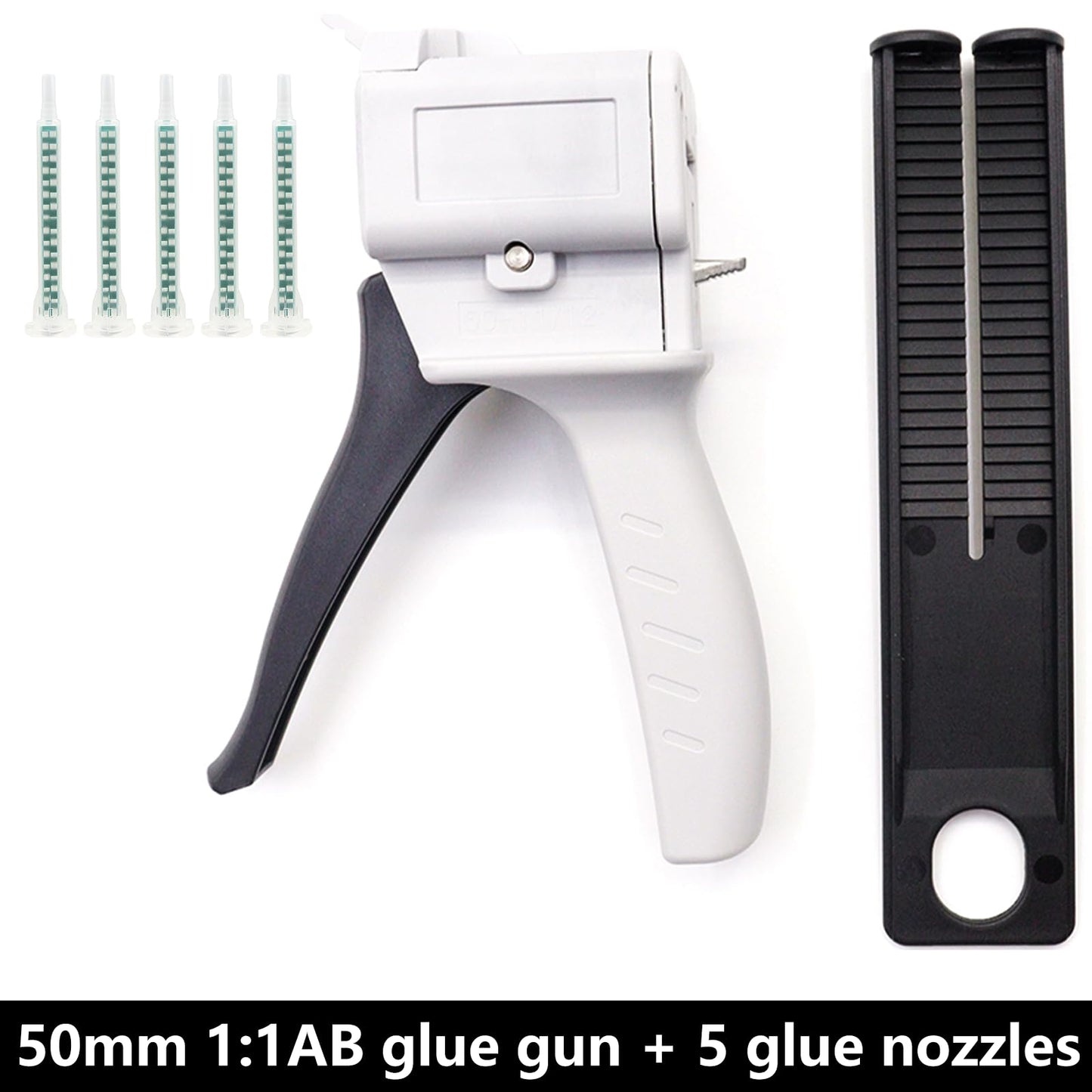 1:1 AB epoxy glue gun, dispensing gun 50ml dual ink cartridge 1:1 manual glue gun, AB two-component sealant applicator dispensing gun kit and epoxy nozzle