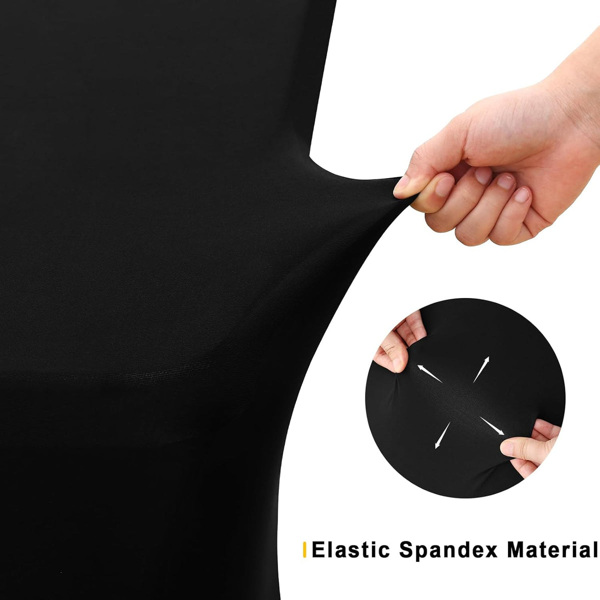 Smiry 6 Pack Spandex Table Cloth 8FT, Elastic Fitted Stretch Tablecloths, Washable and Wrinkle Free Rectangular Patio Table Cover for Outdoor, Wedding, Banquet & Parties (Black, 96Lx30Wx30H Inch)