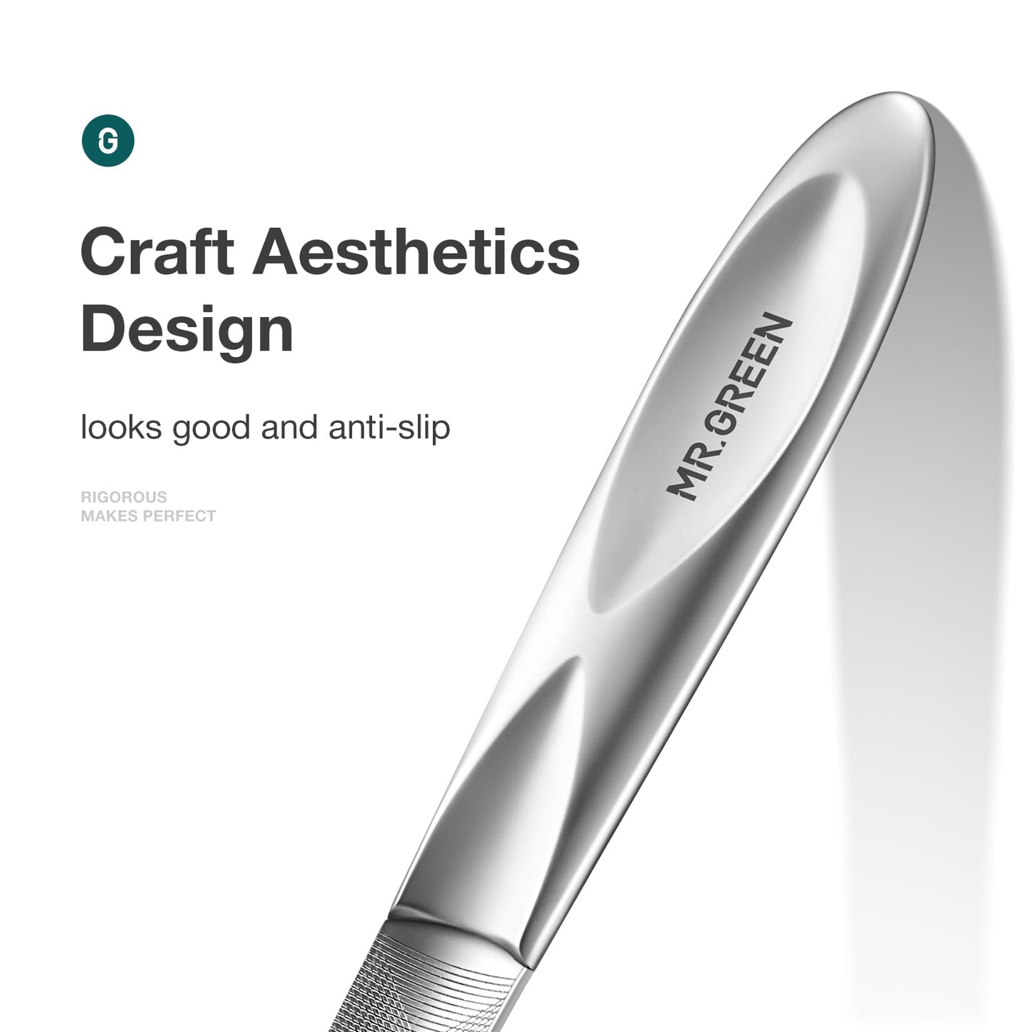 MR.GREEN Double Sided Nail Files Stainless Steel U-Shaped Nail File Curve Anti-Slip Handle