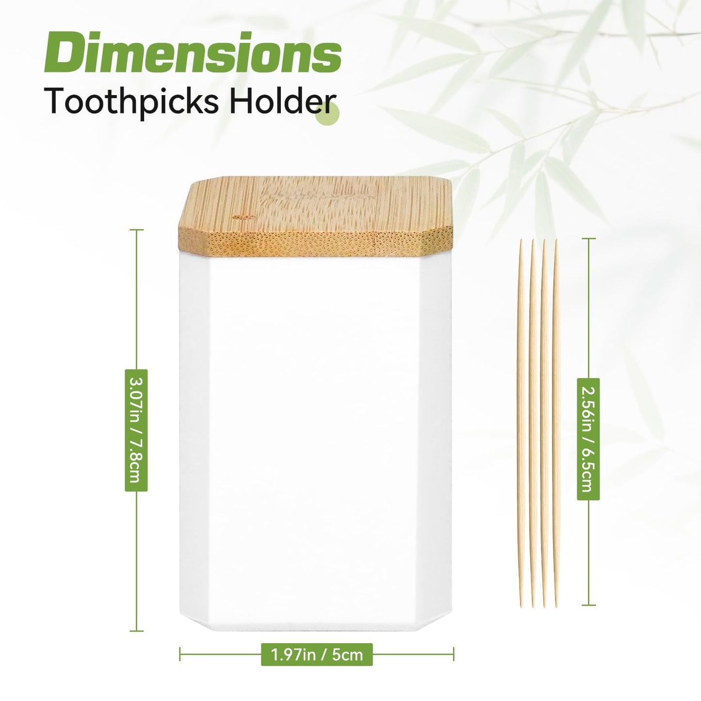 Toothpick Holders 1 Pack with 2400 Picks,Round Toothpicks Double-Side Point for Teeth,Food Pick,Appetizers,Cocktails Fruits,Olive&DIY Craft.