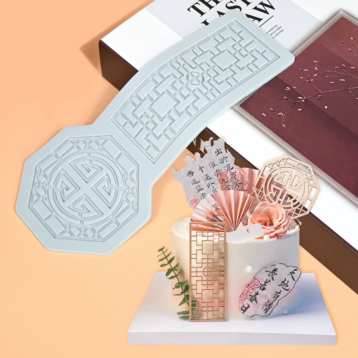 mostsom Pane Shape Chinese Style Pattern Lace Mold Silicone Mold DIY Sugarcraft Cake Decorating Tool Chocolate Fondant Lace Mat (B_ Pane)