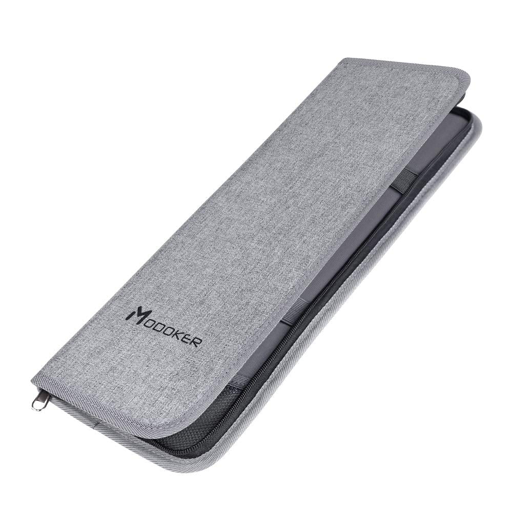 Modoker Tie Organizer Case Bag for Travel, Tie Holder Storage Box for Men Gift Necktie Carrier with Pockets for Cufflinks & Collar Stays, Rigid Anti-Wrinkle Ties Bag Fits 4–6 Ties, Grey
