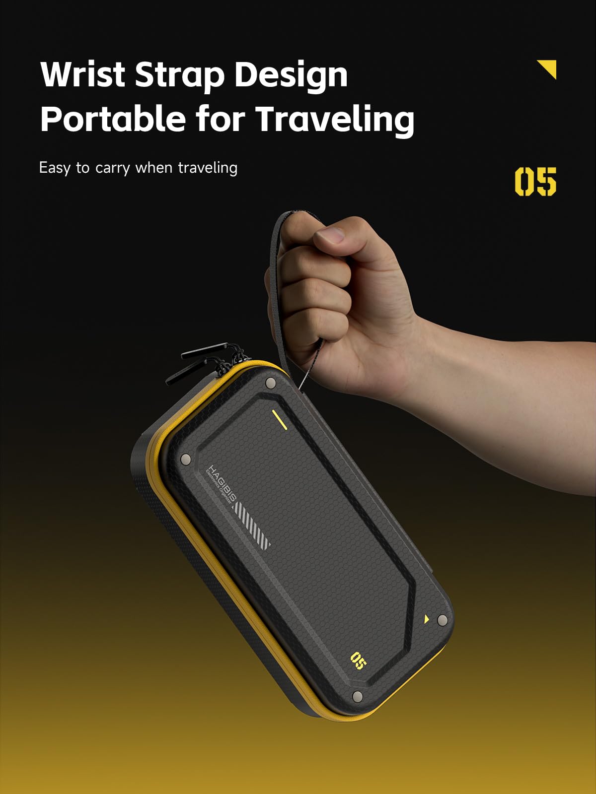 Hagibis Electronic Organizer Traveling Case Bag EVA Hardshell PU Portable Carrying Pouch for Mouse, Charger, Cables, Power Bank, SD Cards, USB Flash Disks, Accessories (Black)