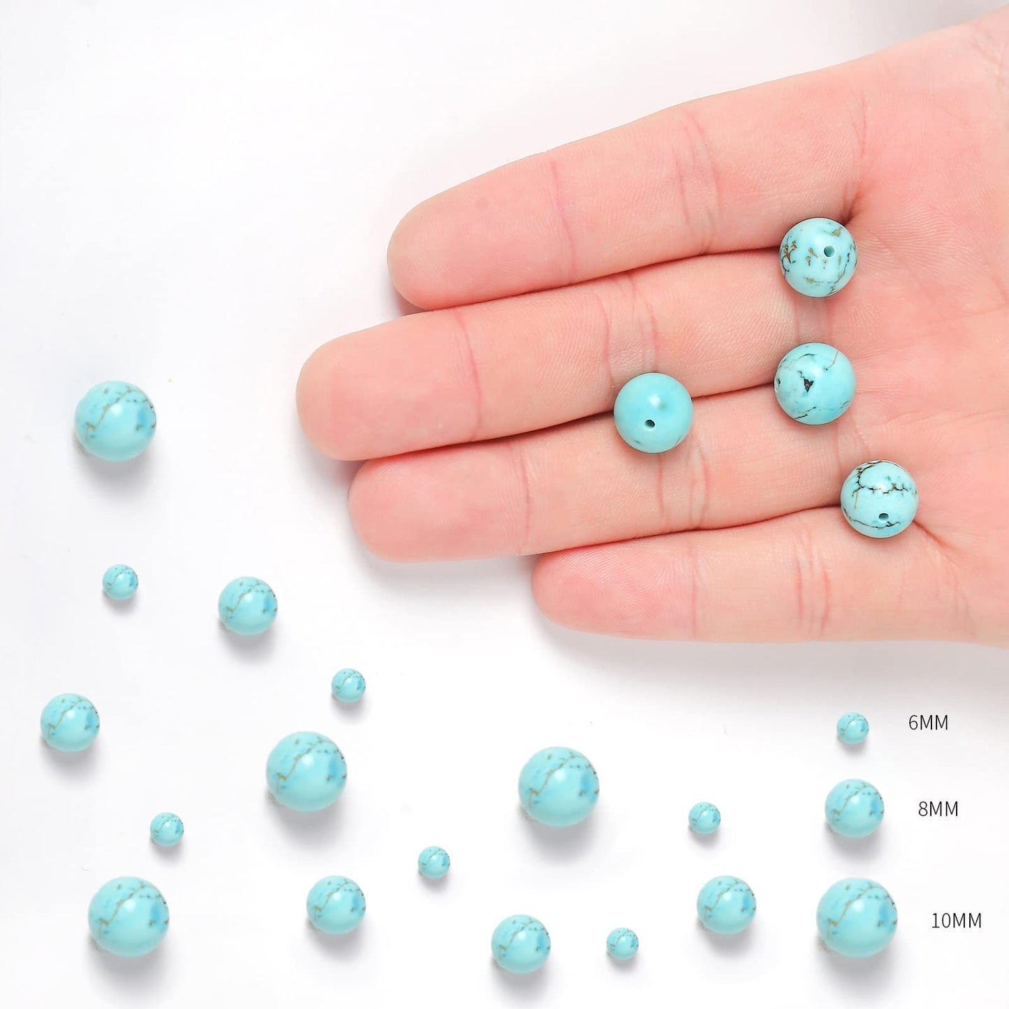 45pcs 8mm Natural Turquoise Gemstone Beads Energy Healing Crystal Round Loose Stone Beads for Jewelry Making, DIY Bracelets Necklaces