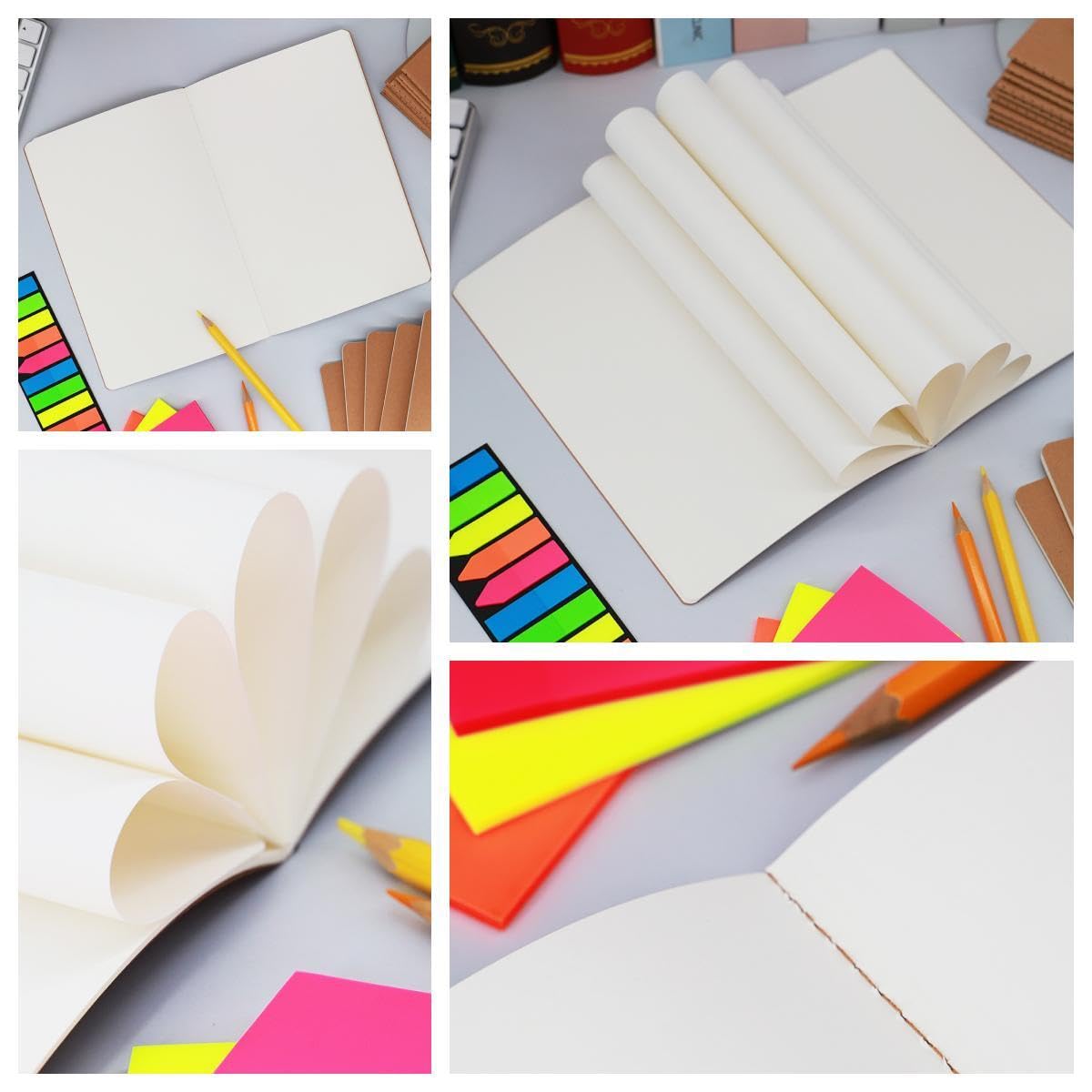 Zegrox 16 Pack Kraft Blank Notebooks for Writing, A5 Size 8.3 x 5.5in, 60 Pages Each, Bulk Sketchbook Journals Set for Travel Journal, Student, Kids, Writing