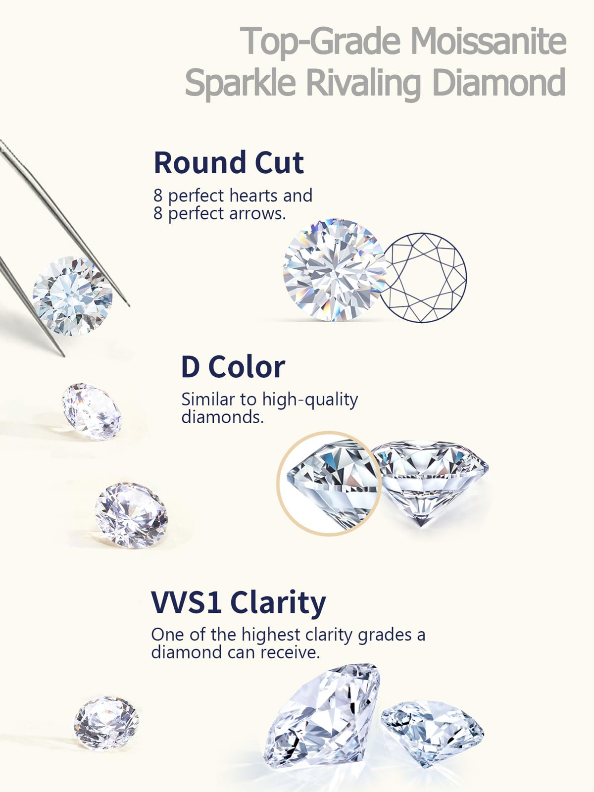 CYW Sterling Silver Moissanite Ring Adjustable Flower Floral Womens Stacking Open Rings Size 9