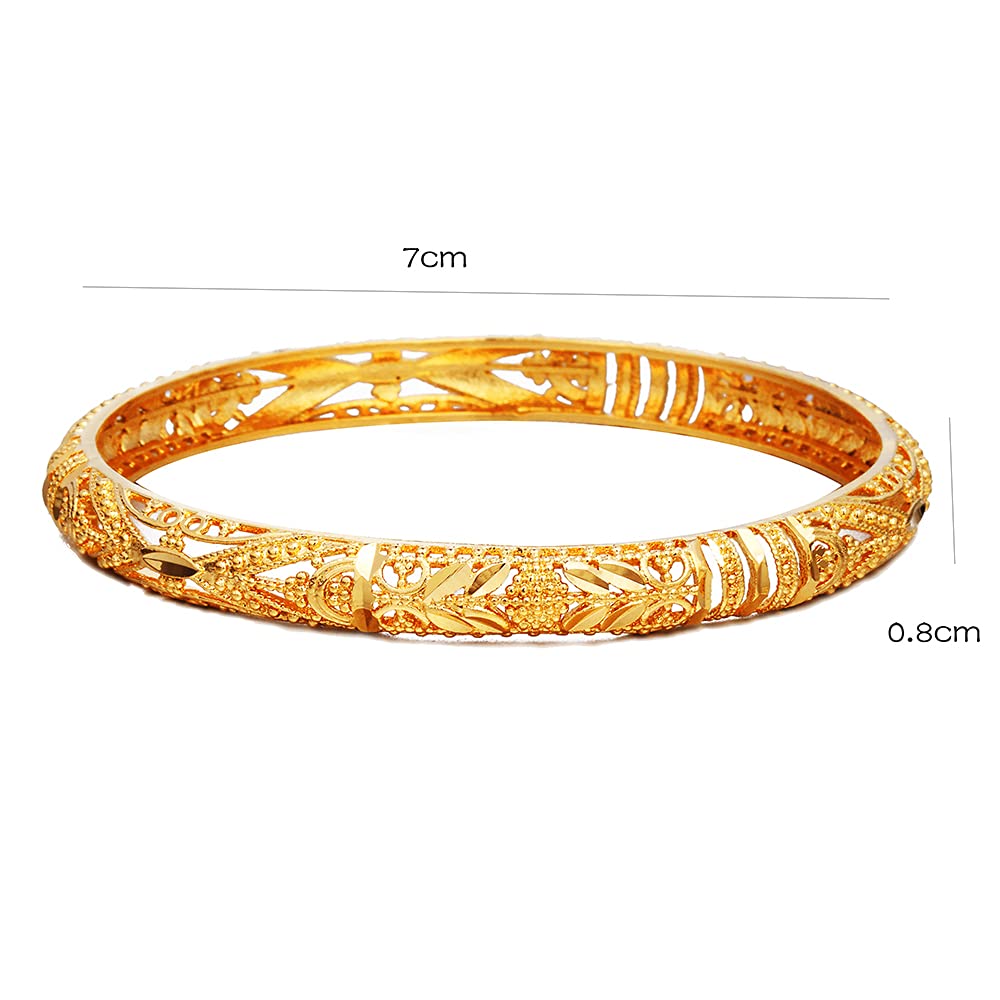 Ethlyn Large Sized Women Bracelets 2.7inch 18K Gold Plated Big Fixed Size Bangles&Bracelet Gifts for women(4pcs)