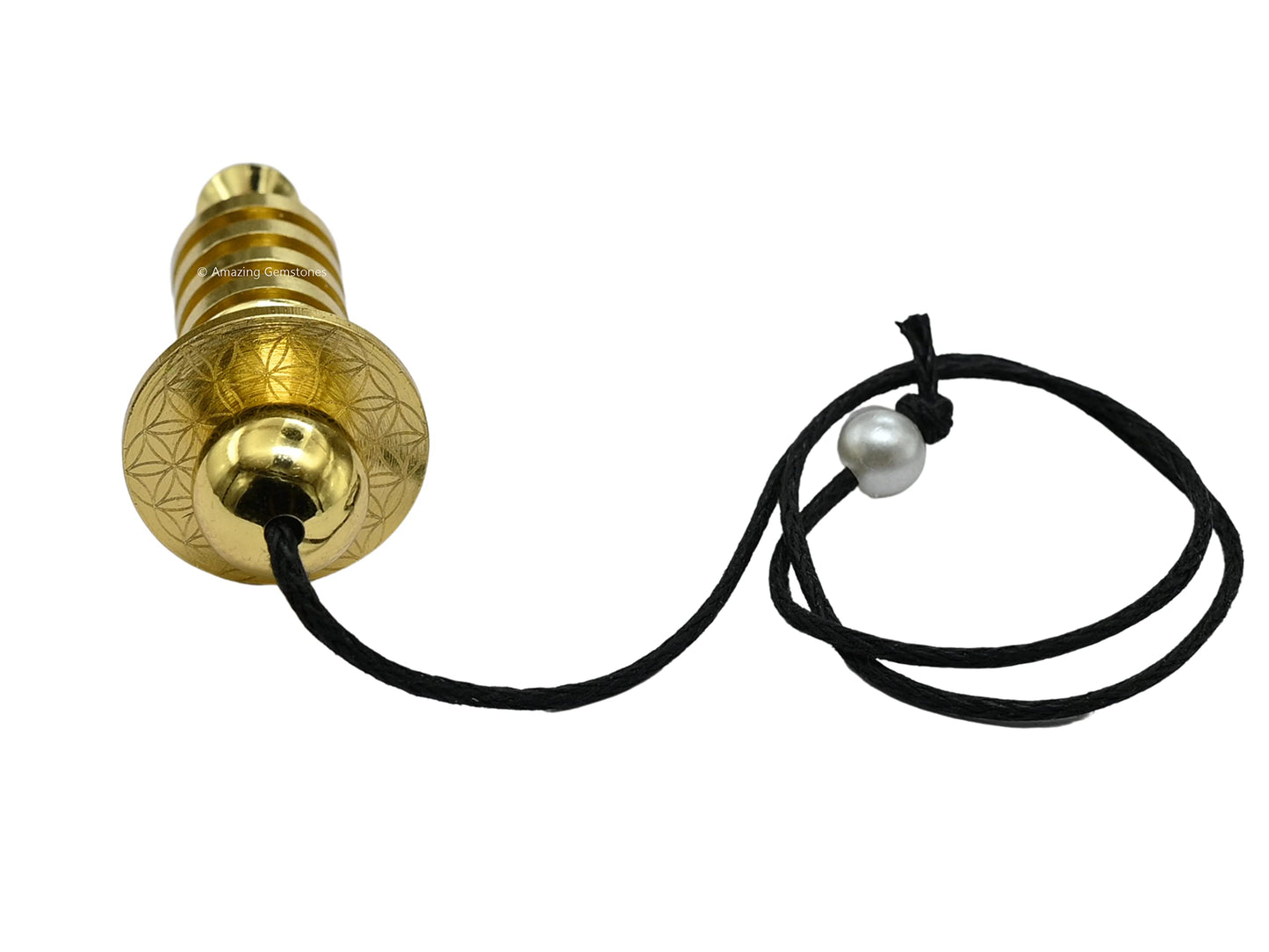 Amazing Gemstone Healing Metal Pendulums for Divination, Gold 4 Ring ISIS with Flower of Life Plate Copper Pendulum High Energy Pendulo de Bronce Pendulos de Mesa MP109