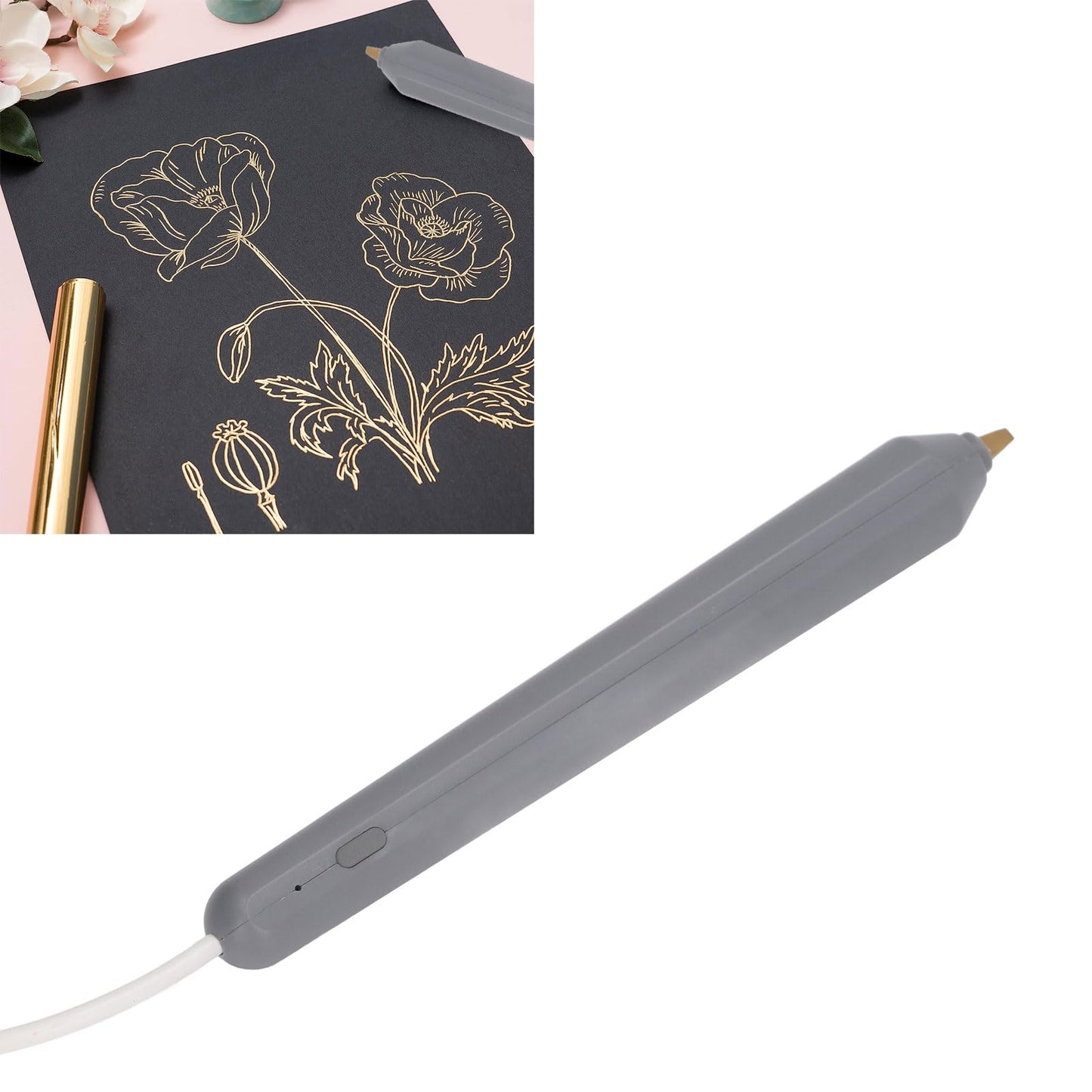 Garosa Hot Foil Pen USB Embossing Stamping Tool with 4 Interchangeable Tips Storage Box for Card Making Scrapbooking Craft Projects Drawing Art Supplies