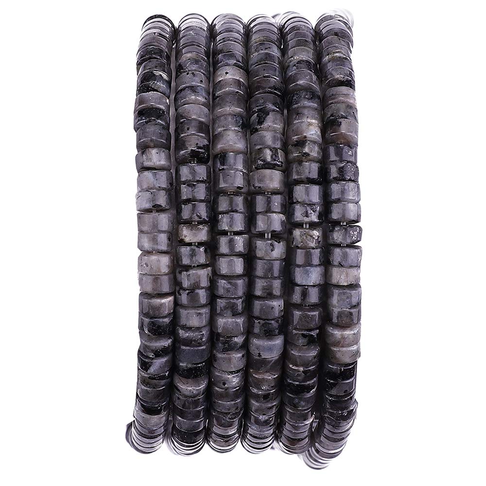 BEADIA Natural Black Spectrolite Spacer Beads Caps Loose Semi Gemstone for Beading Jewelry Making 4mmx2mm 38cm