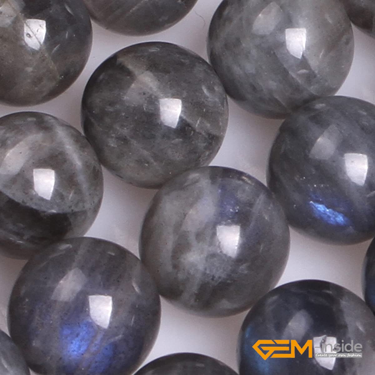 GEM-Inside Natural 8mm AA Grade Blue Rainbow Labradorite Gemstone Loose Beads Round Crystal Energy Stone Power for Jewelry Making 15''