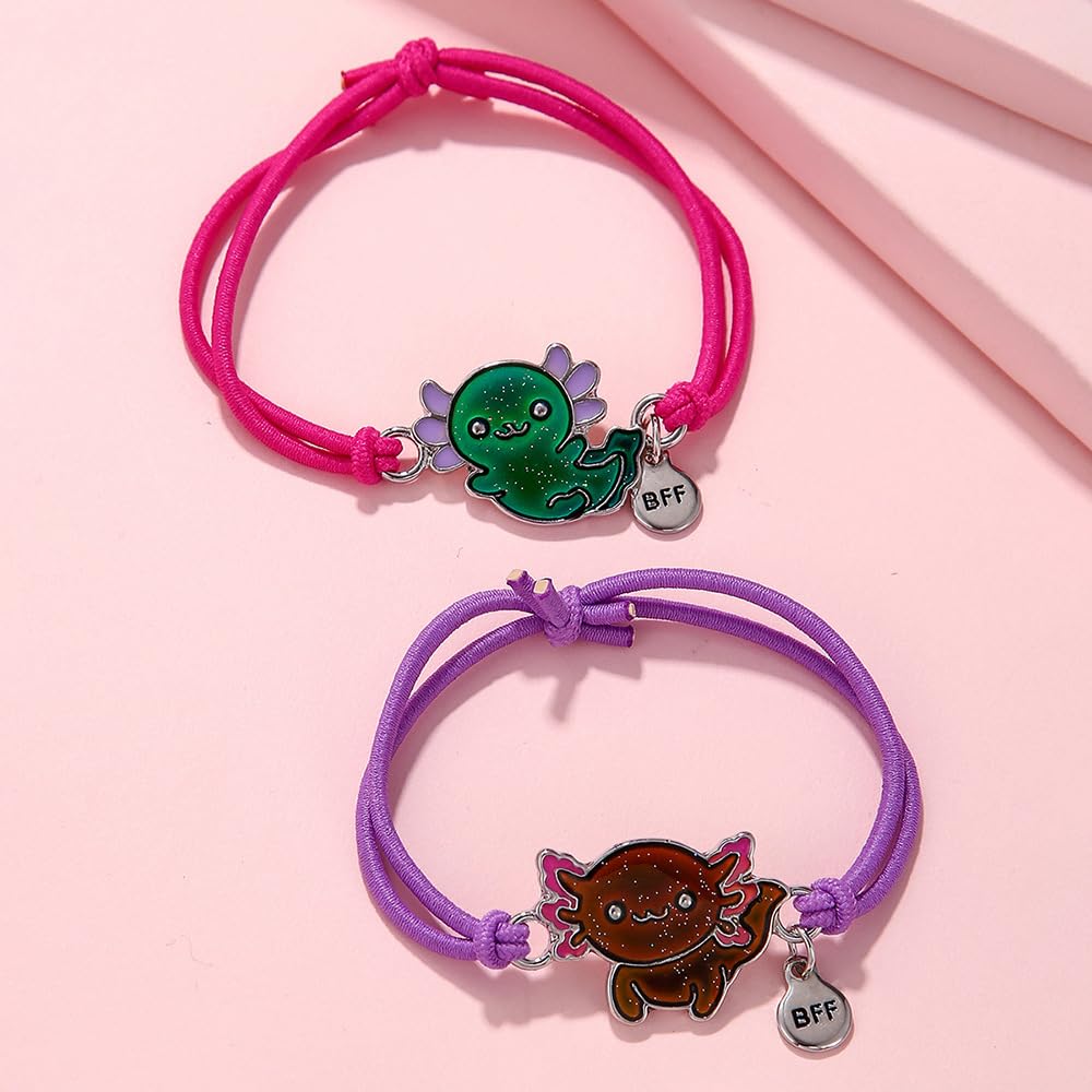 Dinosaur Frog Turtle Dragon Color Changing Mood Bracelet Set for Women Emotion Feeling Temperature Sensing Wrap Bracelet with Card Friendship Jewelry-Salamander