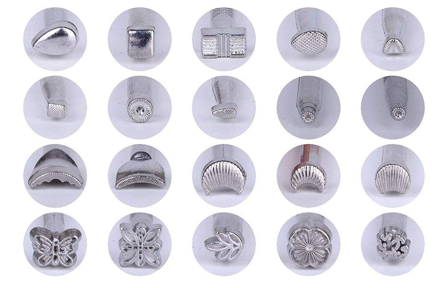 DUJISO Leather Working Saddle Making Tools DIY Leather Craft Stamps Set 20pcs Silver