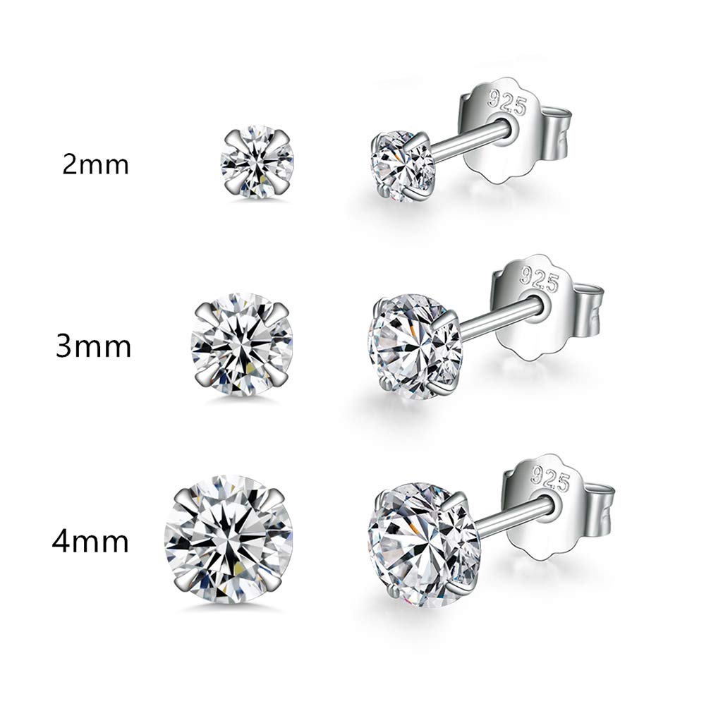 Sterling Silver Small Hoop Earrings Sterling Silver Stud Earrings for Women 6 Pairs Hypoallergenic Cartilage Hoops Tiny Cubic Zirconia Stud Set