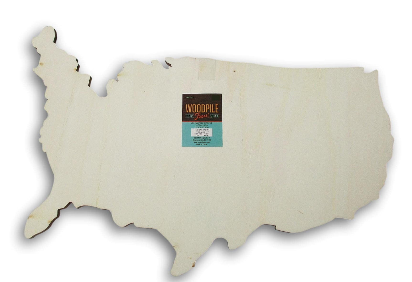 United States Wood Shape - Unfinished USA Map Cutout Wooden Plaque for Crafts - 14.75 Inches