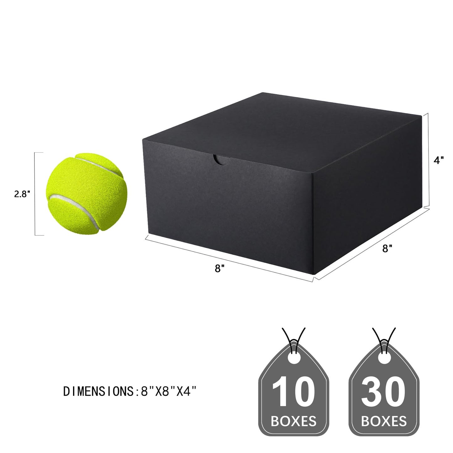JINMING 10 Gift Boxes 8x8x4 Inches, Matte Black Gift Boxes Bulks for Mother's Day, Father's Day, Party, Birthday, Groomsman Proposal Boxes for Light Gifts