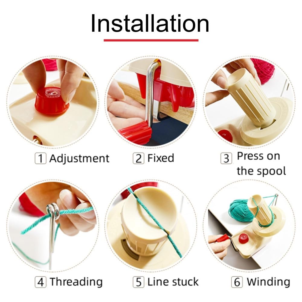 Ball Winder, Convenient Yarn Winder, Ball Winder Suit for Yarn Swift with Easy Installation, 1 Scissor + 20 Gauge Knitting Needles + 4 Sizes of Pom Pom Makers (26)