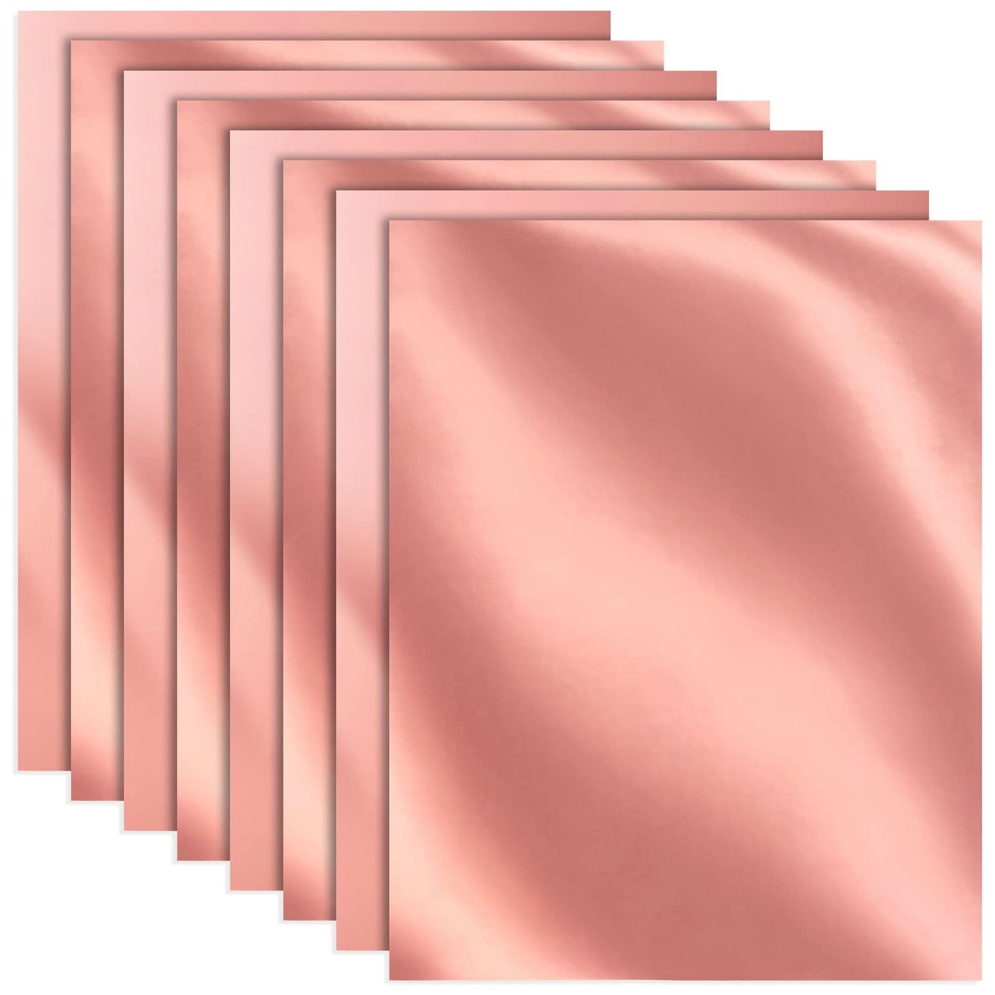 50 Pack Metallic Rose Gold Cardstock Sheets for Arts and Crafts, Single-Sided (8.5 x 11 In)