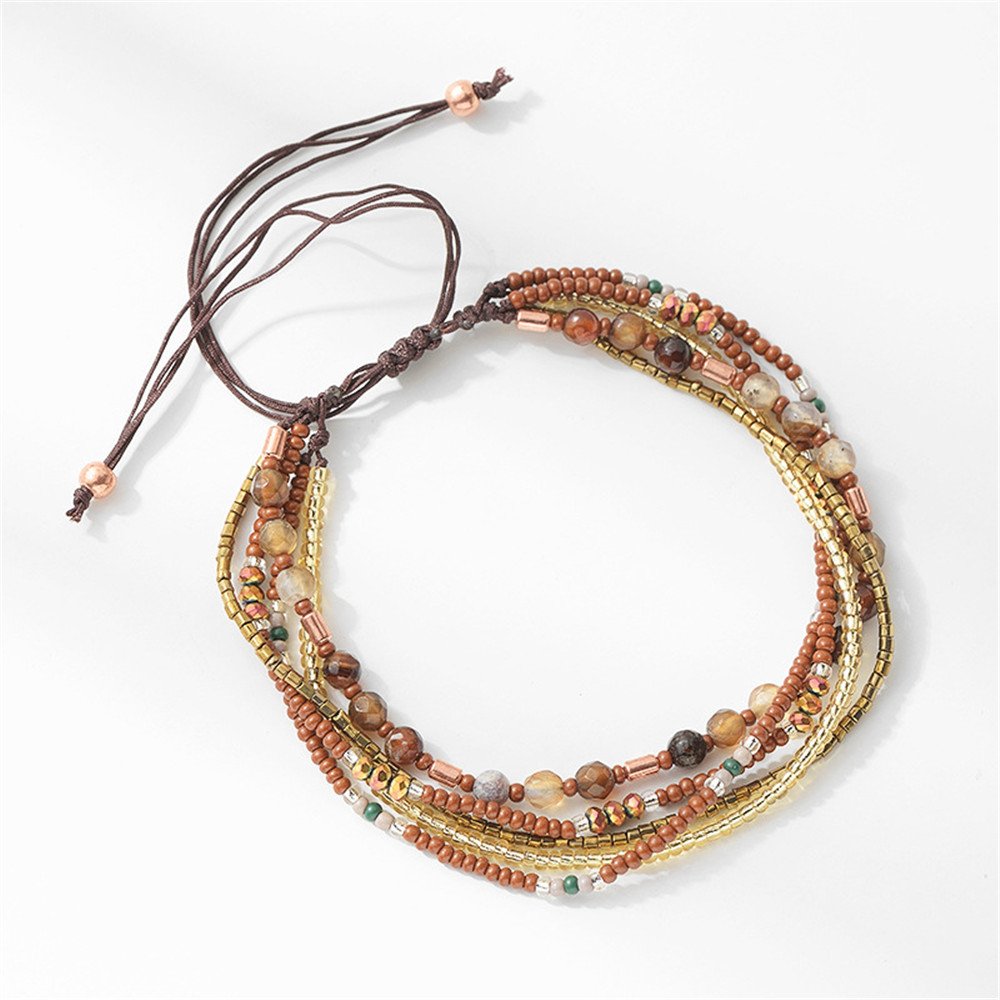 JOYA GIFT Handmade Adjustable Wrap Bracelet Bohemian String Braided Beads Anklets Gifts for Women