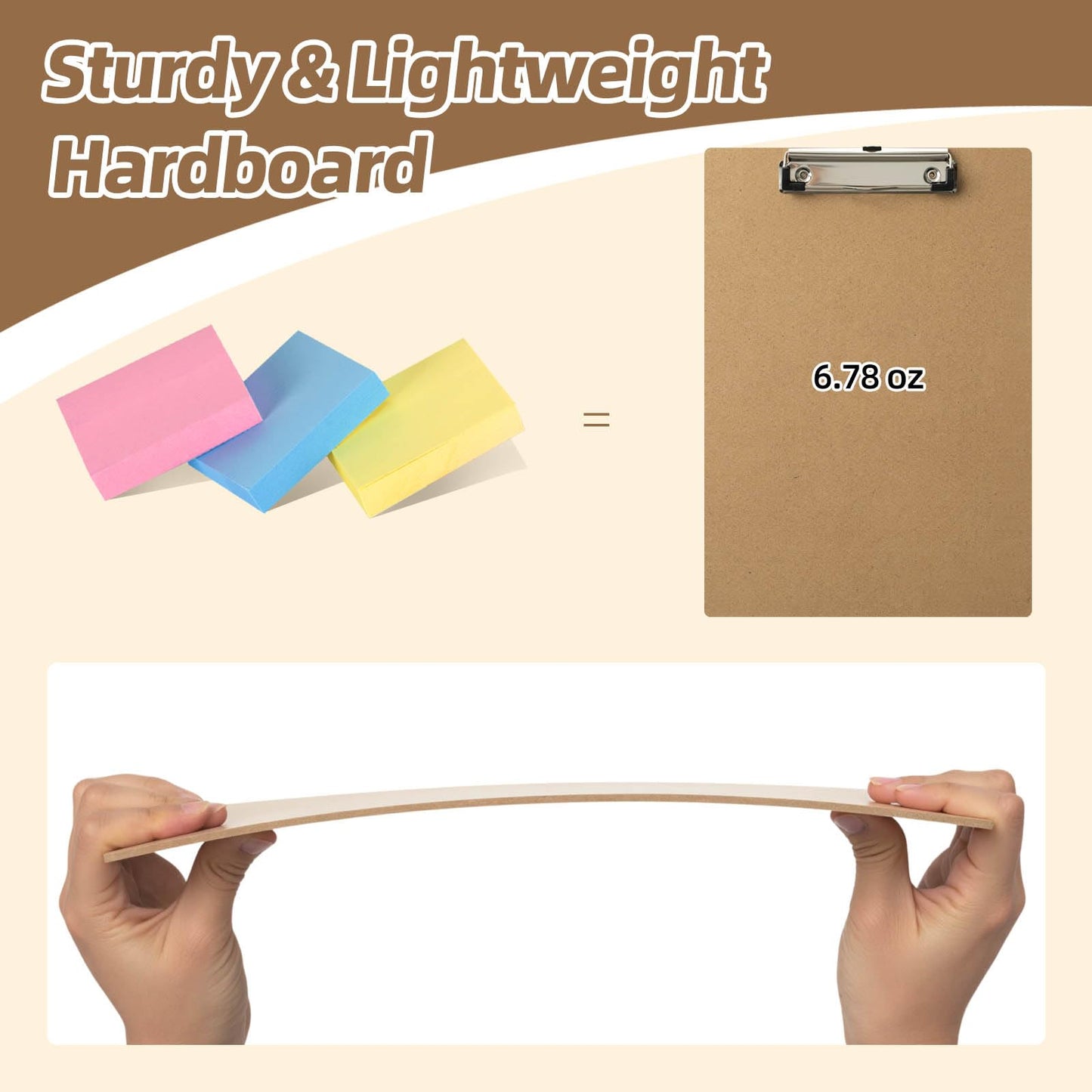 HappyHapi 16 Pack Clipboard 8.5 x 11 Letter Size Clip Boards Bulk, A4 Wooden Hardboard Office Clipboards Pack for Classroom, Work-Meetings, Brown