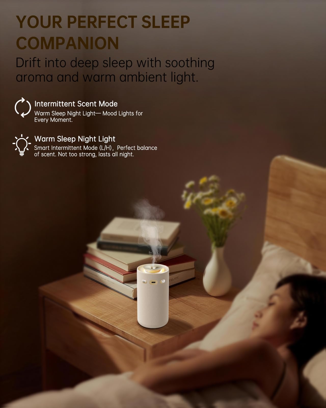 Waterless Essential Oil Diffuser,Portable Car Aromatherapy Diffuser,Rechargeable Cordless Scent Device with Fabric Design,Adjustable Mist & Ambient Light for Home, Office, Travel (Beige)