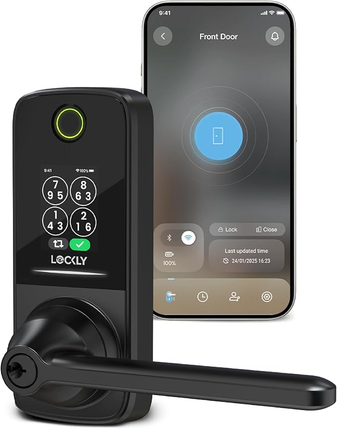 Lockly Smart Lock Secure Pro (2026 Latest Version),Fingerprint Door Lock, Keyless Entry, Built-in Wi-Fi Latch, PIN Genie Keypad (Black)