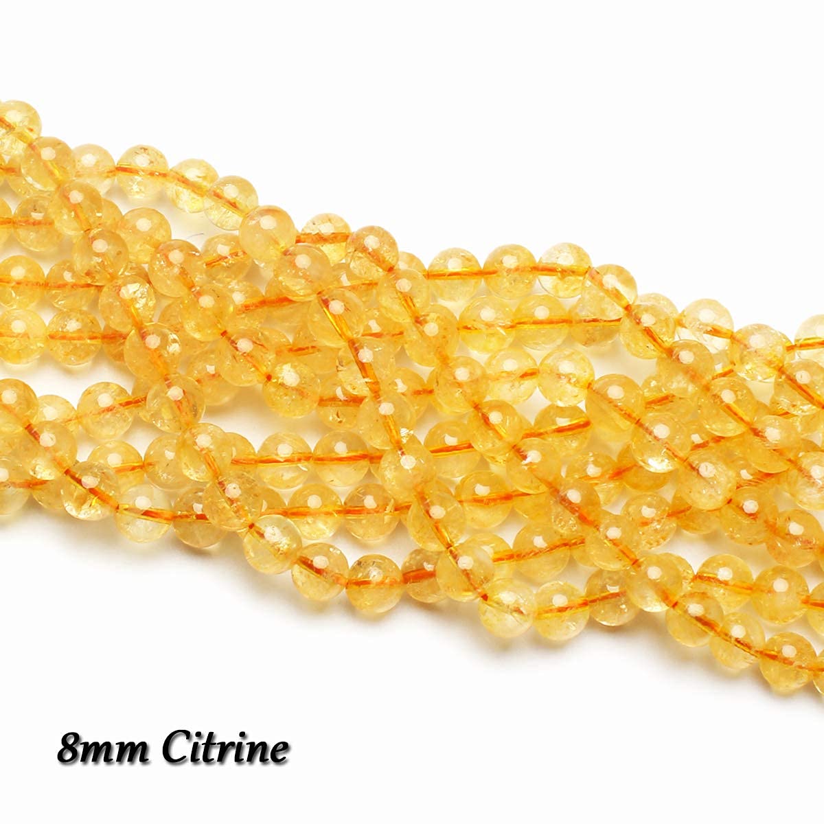 70PCS Natural 8MM Healing Gemstone, Citrine Energy Stone Round Loose Beads, Semi-Precious Crystal Beads with Free Elastic String for Jewelry Making DIY