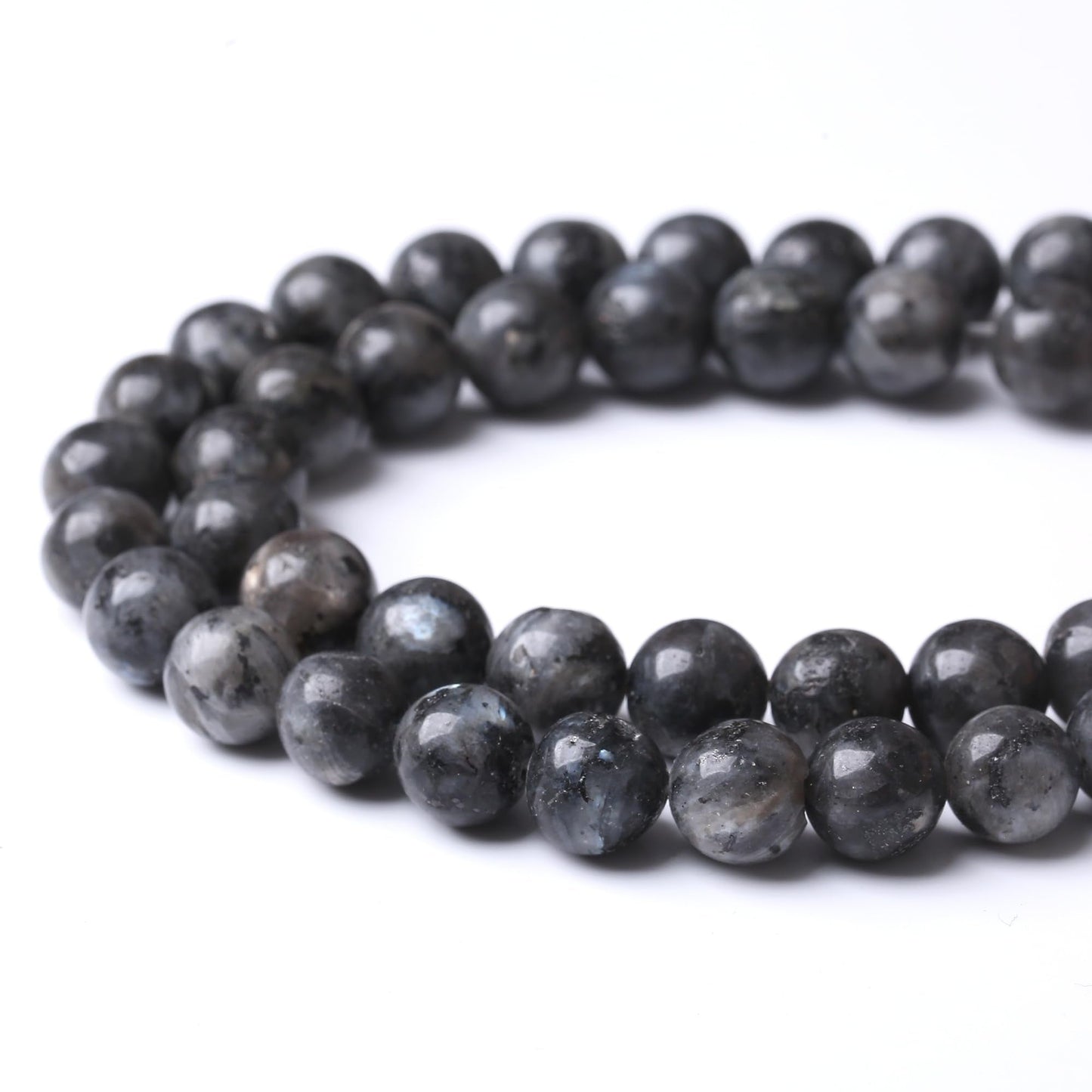 10MM Black Larvikite Round Loose Beads Natural Gem Beads Crystal Energy Stone Beads for Jewelry Making DIY Bracelet Necklace