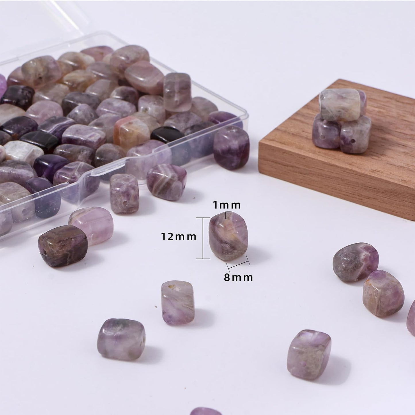 Natural Large AmethystCube Stone Beads 8x11mm 38cm/str Loose Semi Gemstone Stone Square Beads for Making Bracelets Necklace