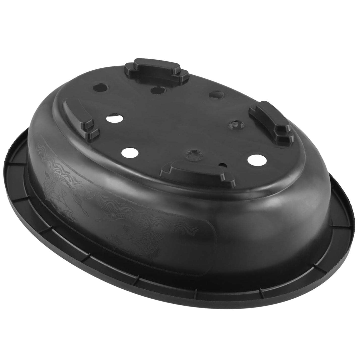 HOIGON 10PCS 12 Inches Plastic Oval Bonsai Training Pots, Black Large Oval Plastic Planter Pot with Drainage Hole, Shallow Plant Nursery Pot for Succulent