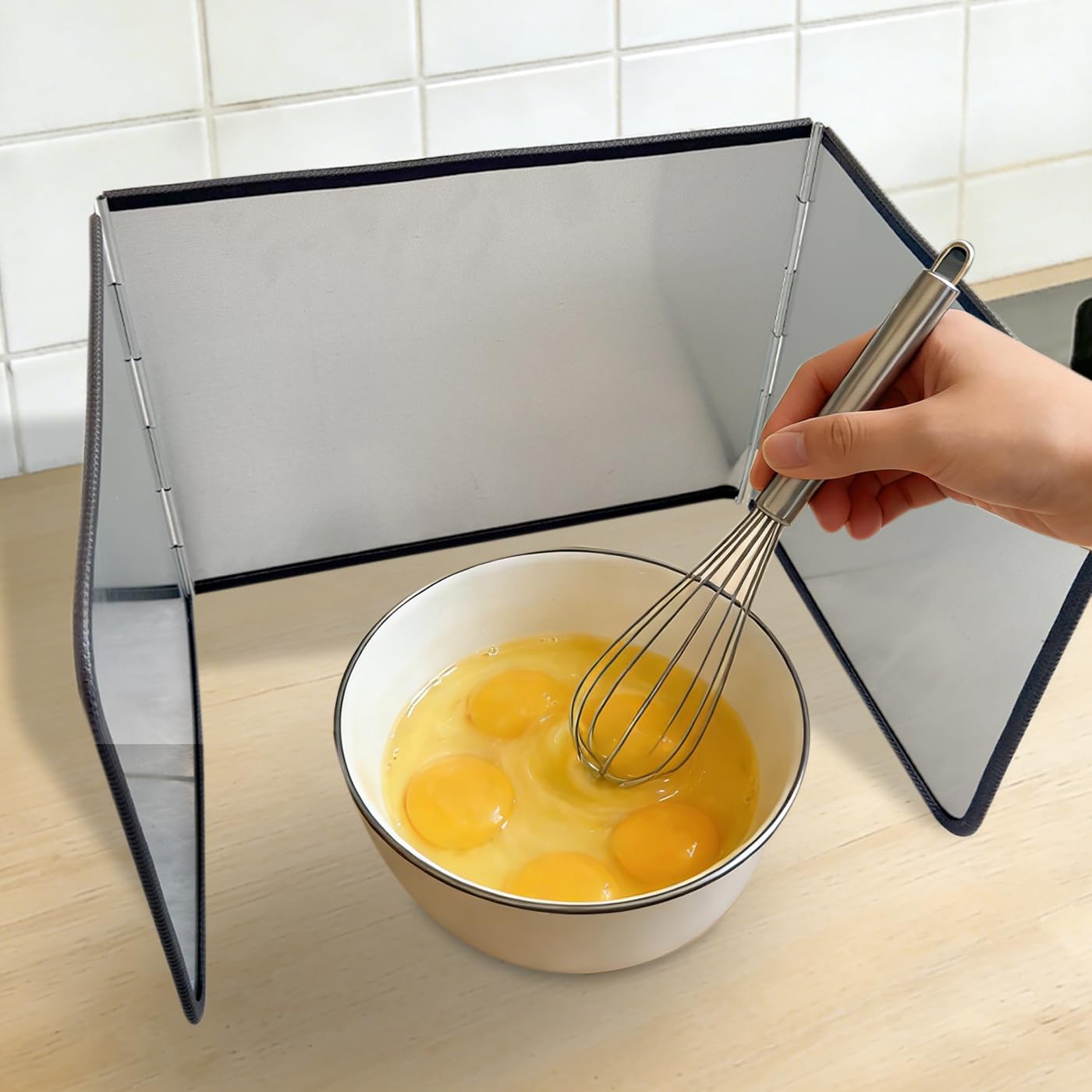 Foldable 3-Sided Stainless Steel Oil Splatter Guard – Heat-Resistant Stove Shield, Collapsible Grease Splash Protector for Cooking & Frying 14.7 * 11.8 * 11.4