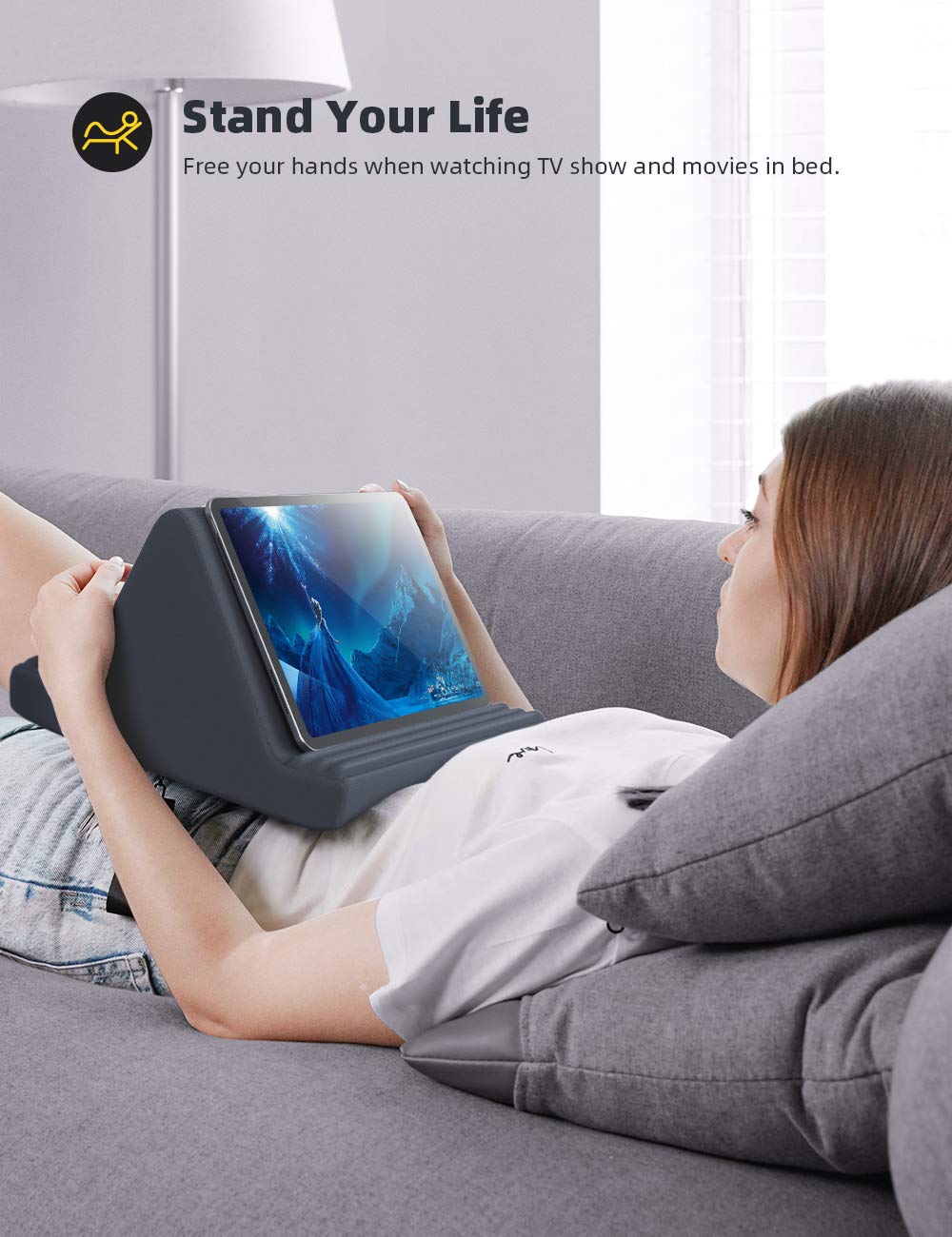 Lamicall Tablet Pillow Stand, Pillow Soft Pad for Lap - Tablet Holder Dock for Bed with 6 Viewing Angles, Great Gifts, for 4-13" Tablets, Like iPad Pro 11, 13, Air, Mini, Kindle, Galaxy Tab, E-Reader