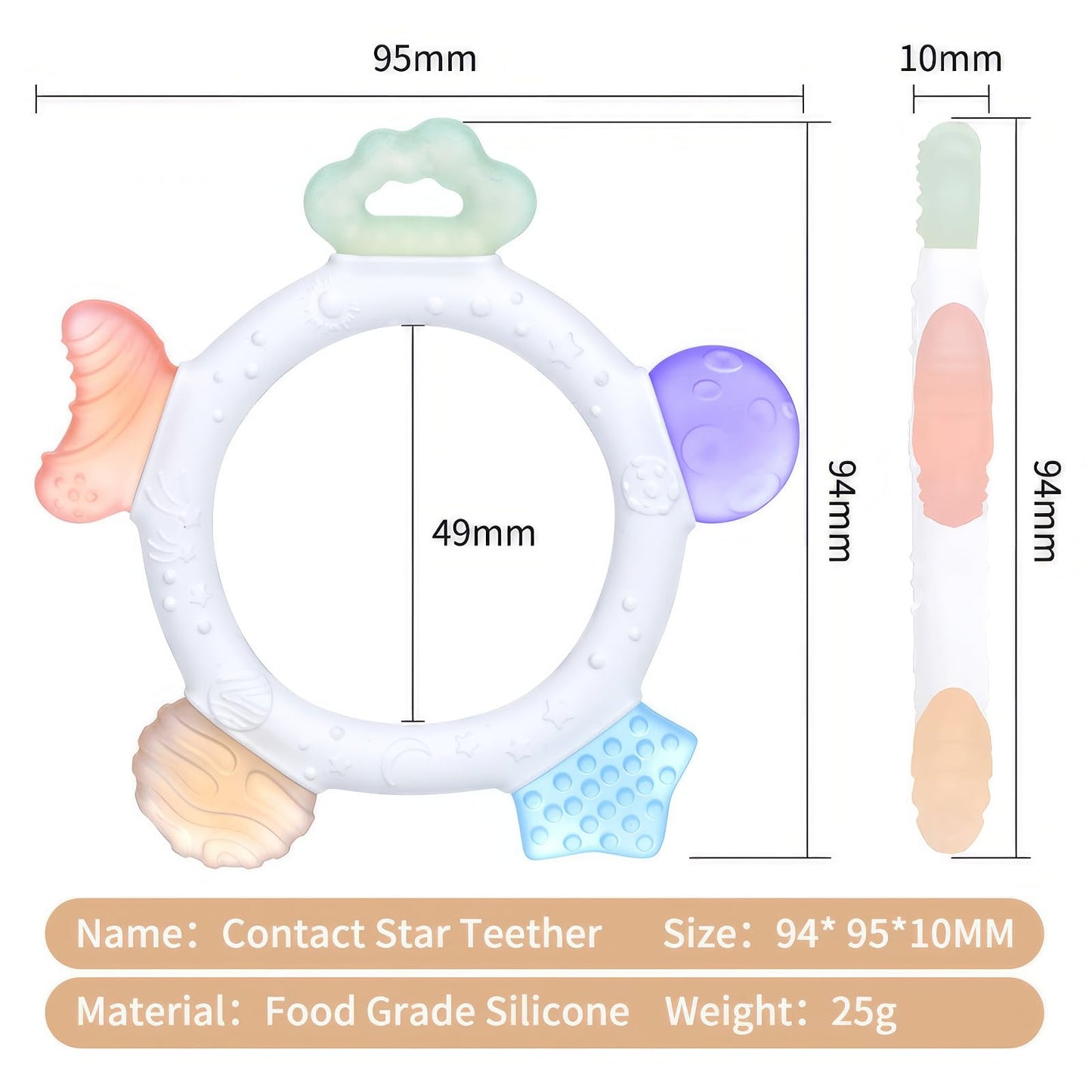 Baby Teething Ring Toys Frozen Silicone Teethers for Babies 0-6-12 Months, Sensory Teething Gums Chew Infant Toys, Boy Girl Baby Gift