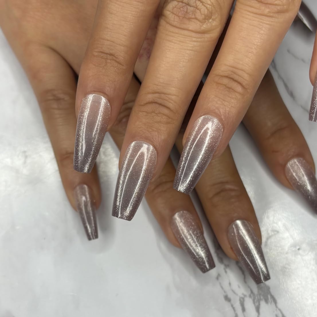 OMBRÉ SPARKLES Press-On Nails by Lavaa Beauty | Gold Ombré Velvet Shimmer Long Coffin Nails